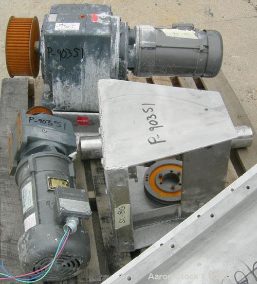 Unused- Screw conveyor, 316 stainless steel, vertical section.9" diameter screw x approximately 102" long x 2" pitch.Tubular trough 10" diameter.Driven by a 5 hp, 3/60/230/460 volt, 1725 rpm XP gear ...