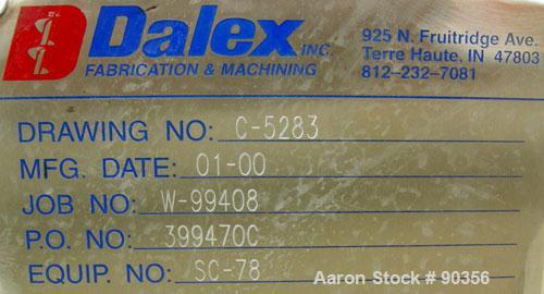 Used USED: Dalex Screw Conveyor, 304 stainless steel.9" diameter screw x approximately 74 1/2" long x 4" pitch.Tubular trough 10" diameter.Driven by a 1 1/2 hp, 3/60/230/460 volt, 1750 rpm XP motor t...