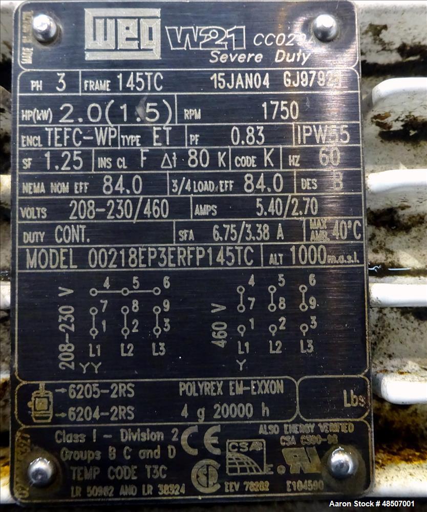 Used S. Howes Screw Conveyor, Model 4SC10, 304 Stainless Steel.