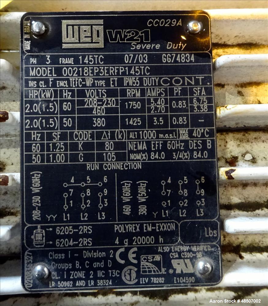 Used S. Howes Screw Conveyor, Model 4SC10, 304 Stainless steel.