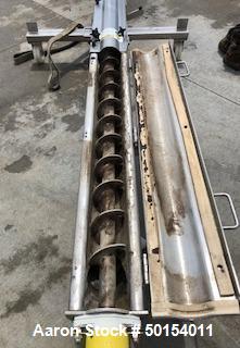 Used- S. Howes Inclined Screw Conveyor, Model 6SC20, Stainless Steel. Approximate 6" diameter x 20' long screw. 8' discharge...