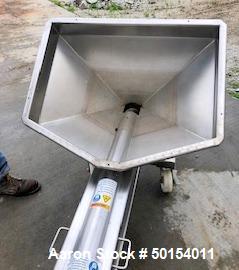 Used- S. Howes Inclined Screw Conveyor, Model 6SC20, Stainless Steel. Approximate 6" diameter x 20' long screw. 8' discharge...