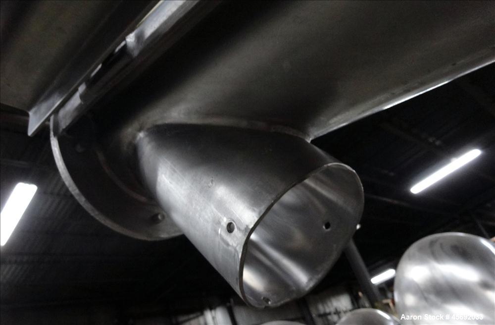 Used S. Howes Split Tube Screw Conveyor, Stainless Steel. 4" diameter x 156" long screw. Approximate capacity 70 to 120 feet. Hinged screw covers. Stainless Steel feed hopper 36" diameter x 13" strai...