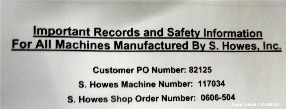 Used S. Howes Split Tube Screw Conveyor, Stainless Steel. 4" diameter x 156" long screw. Approximate capacity 70 to 120 feet. Hinged screw covers. Stainless Steel feed hopper 36" diameter x 13" strai...