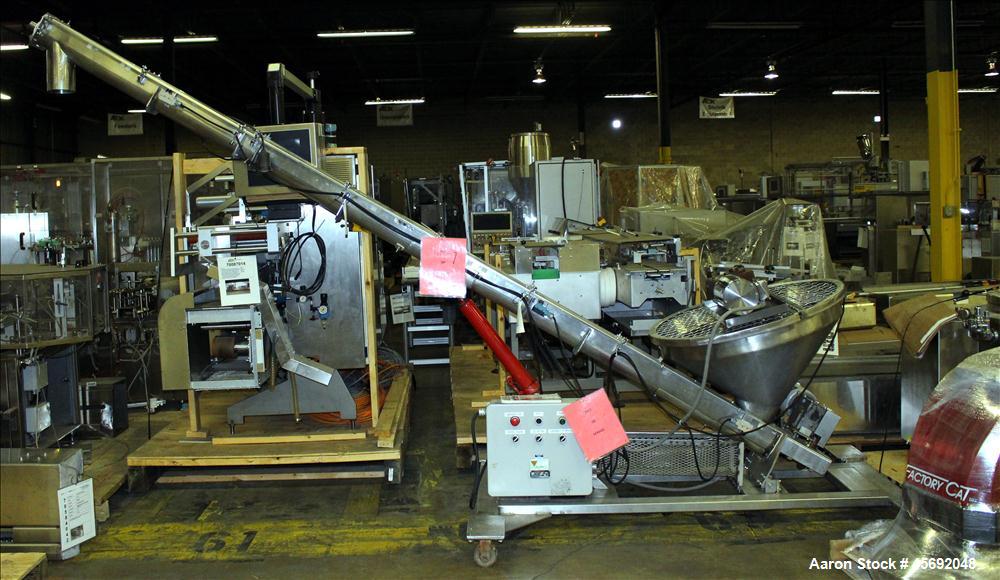 Used S. Howes Split Tube Screw Conveyor, Stainless Steel. 5" diameter x 167" long screw. Driven by 1 hp, 208-230/460, 1740 rpm, washdown motor. 36" diameter feed hopper with agitator. Driven by 1 hp,...