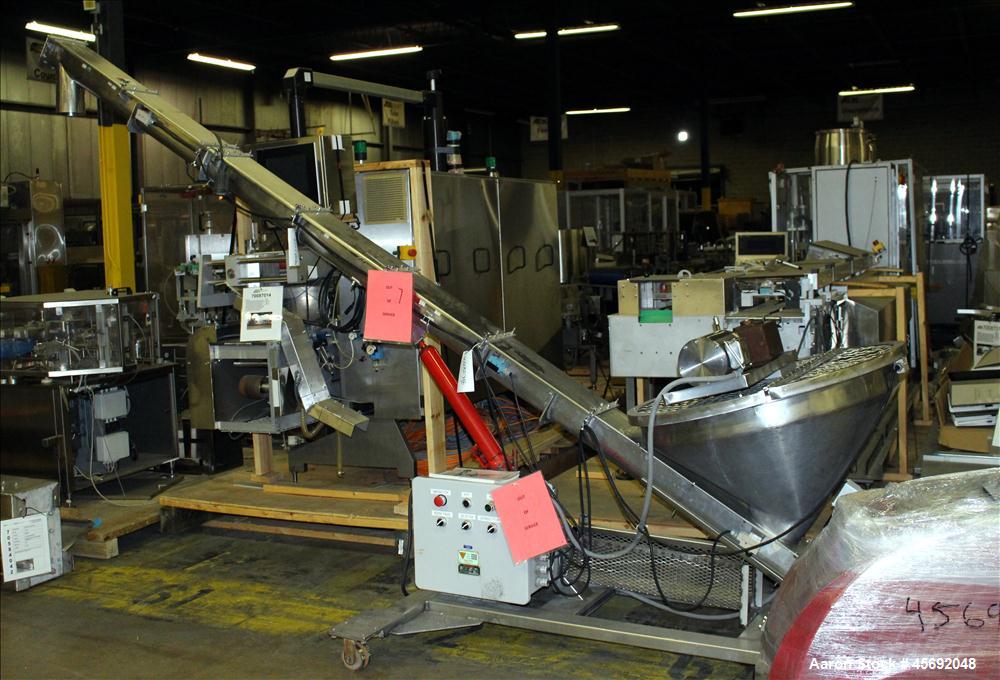 Used S. Howes Split Tube Screw Conveyor, Stainless Steel. 5" diameter x 167" long screw. Driven by 1 hp, 208-230/460, 1740 rpm, washdown motor. 36" diameter feed hopper with agitator. Driven by 1 hp,...