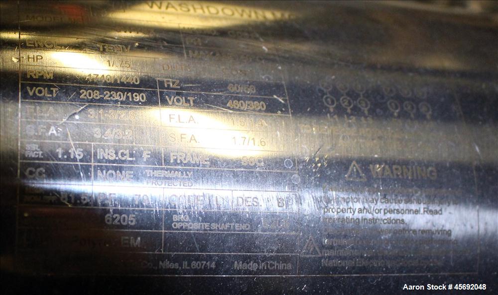 Used S. Howes Split Tube Screw Conveyor, Stainless Steel. 5" diameter x 167" long screw. Driven by 1 hp, 208-230/460, 1740 rpm, washdown motor. 36" diameter feed hopper with agitator. Driven by 1 hp,...