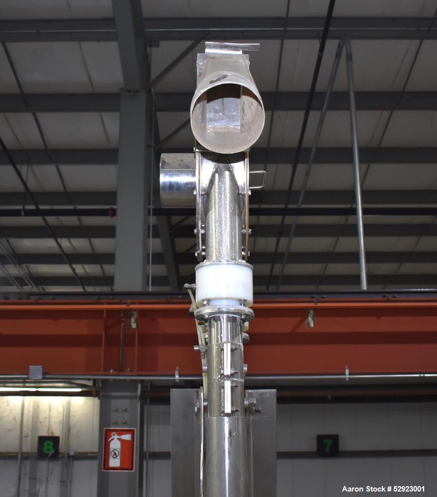 Used SpiroFlow Aeroflow Aero Mechanical Conveyor, 316 Stainless Steel. Approximate 3" diameter tube. Continuous wire rope with polyurethane spaced discs. Driven by a 2hp, 3/60/208-230/460 volt, 1740 ...