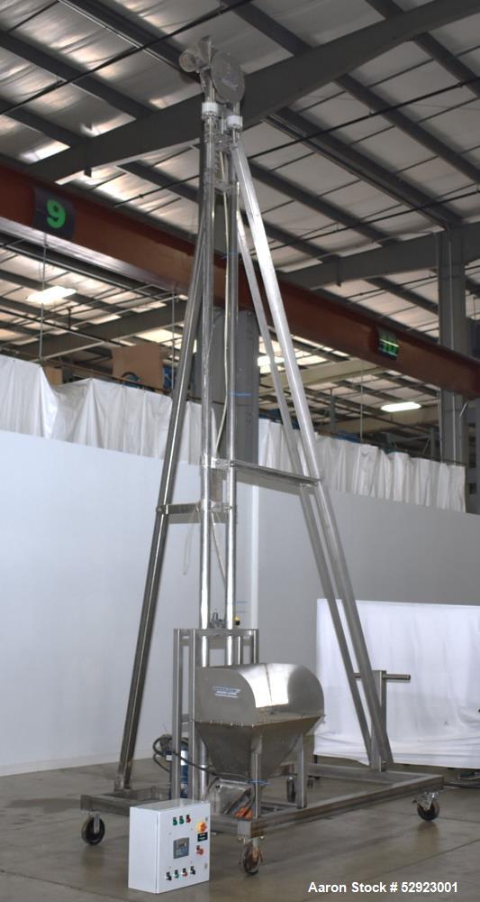 Used SpiroFlow Aeroflow Aero Mechanical Conveyor, 316 Stainless Steel. Approximate 3" diameter tube. Continuous wire rope with polyurethane spaced discs. Driven by a 2hp, 3/60/208-230/460 volt, 1740 ...