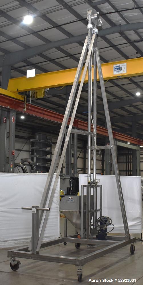 Used SpiroFlow Aeroflow Aero Mechanical Conveyor, 316 Stainless Steel. Approximate 3" diameter tube. Continuous wire rope with polyurethane spaced discs. Driven by a 2hp, 3/60/208-230/460 volt, 1740 ...
