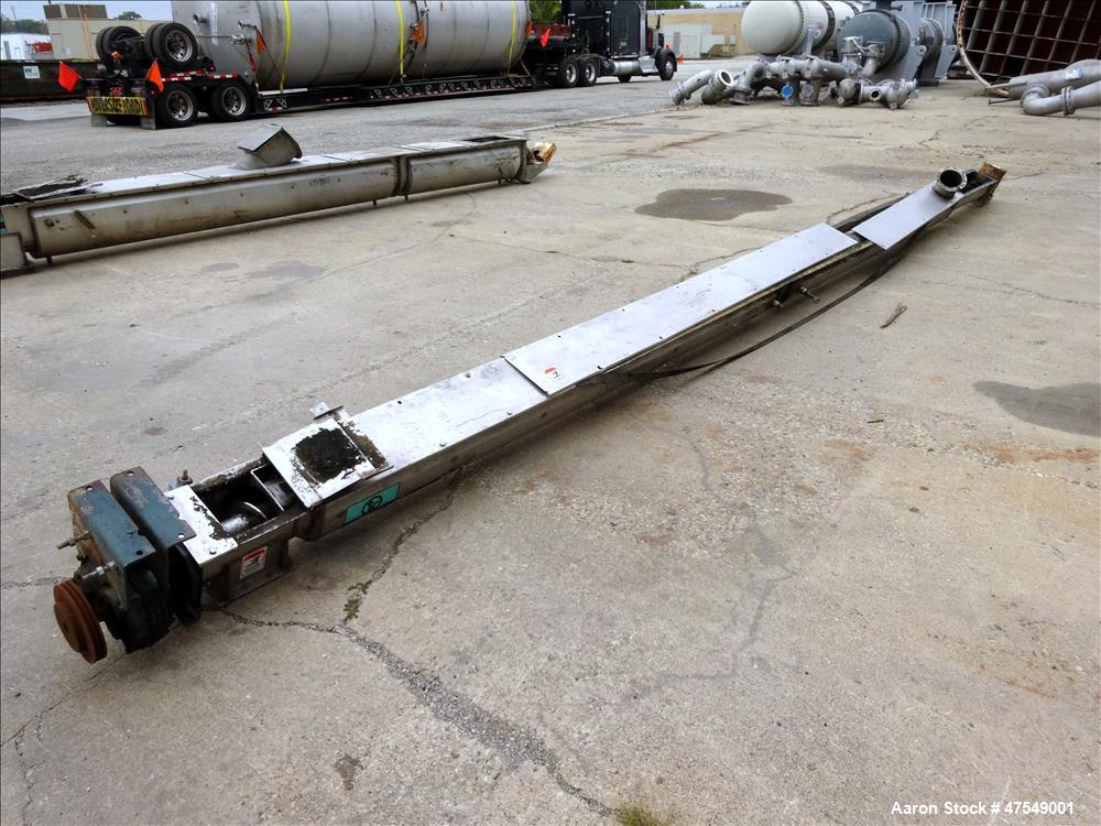 Used Thomas Conveyor Company Screw Conveyor, 304 Stainless Steel, Horizontal.