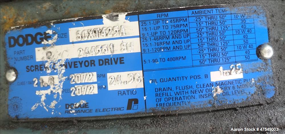 Used Thomas Conveyor Company Screw Conveyor, 304 Stainless Steel, Horizontal.