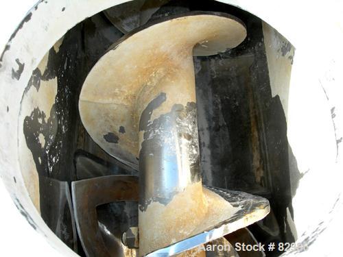 Used Thomas Conveyor Screw Conveyor, 316 Stainless Steel, Horizontal. 8" diameter x 213" long x 4" pitch screw. 10" end top feed, 10" x 10" end bottom outlet.Top bolt on cover with (2) 10" x 10" open...