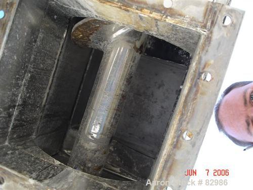 Used Thomas Conveyor Screw Conveyor, 316 Stainless Steel, Horizontal. 8" diameter x 213" long x 4" pitch screw. 10" end top feed, 10" x 10" end bottom outlet.Top bolt on cover with (2) 10" x 10" open...