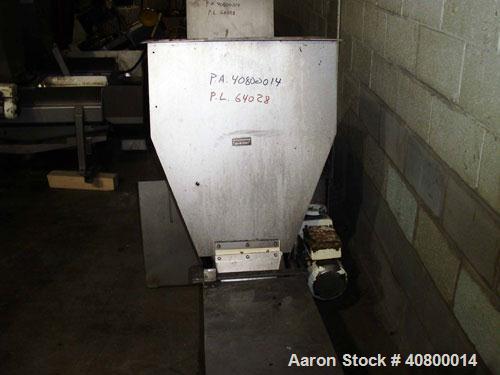 Used Vanmark Potato Feeder Consisting of (2) feeders, each equipped with (2) approximate 3 1/2" diameter x 42" long side-by-side 316 stainless steel screws. Top feed with hopper, end bottom outlet. D...
