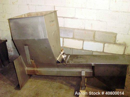 Used Vanmark Potato Feeder Consisting of (2) feeders, each equipped with (2) approximate 3 1/2" diameter x 42" long side-by-side 316 stainless steel screws. Top feed with hopper, end bottom outlet. D...