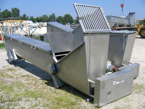 Used 18" Diameter X 16’-6" Long Wolfking Inclined Stainless Steel Food Grade Screw Conveyor, Type 2221. 20 hp Baldor motor, 1760 rpm, 230/460 volt, 256TC frame. Sumitomo SM-Cyclo gear reducer, model ...