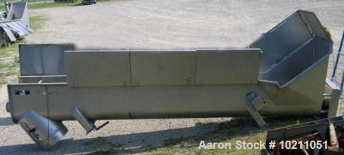 Used-18" Diameter X 16’-6" Long Wolfking Inclined Stainless Steel Food Grade Screw Conveyor, Type 2221. 20 hp Baldor motor, ...