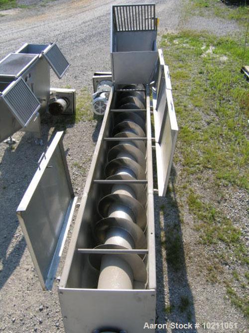 Used 18" Diameter X 16’-6" Long Wolfking Inclined Stainless Steel Food Grade Screw Conveyor, Type 2221. 20 hp Baldor motor, 1760 rpm, 230/460 volt, 256TC frame. Sumitomo SM-Cyclo gear reducer, model ...