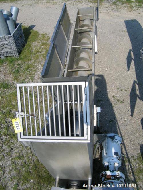 Used 18" Diameter X 16’-6" Long Wolfking Inclined Stainless Steel Food Grade Screw Conveyor, Type 2221. 20 hp Baldor motor, 1760 rpm, 230/460 volt, 256TC frame. Sumitomo SM-Cyclo gear reducer, model ...