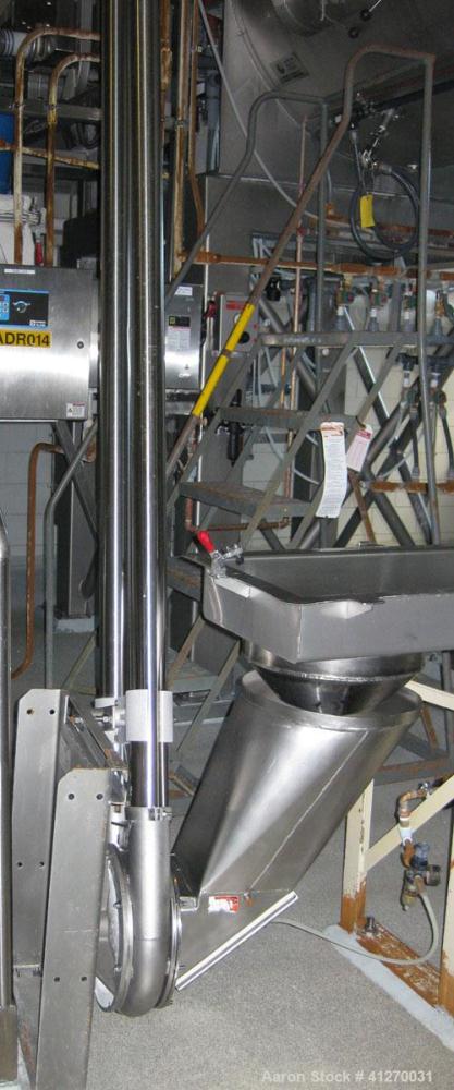 Used Young Industire Transvair Mechanical Cable-Puck Tube Conveyor, Model 3TNCH, Stainless Steel. Approximately 20' long.