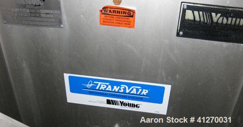 Used Young Industire Transvair Mechanical Cable-Puck Tube Conveyor, Model 3TNCH, Stainless Steel. Approximately 20' long.