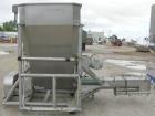 Used Screw Conveyor/Feeder, 304 stainless steel. 10'' diameter x 111'' long x approximate 4'' pitch. Driven by a 5 hp, 3/60/230/460 volt, 1730 rpm gearmotor, ratio 38.4 to 1. Top mounted feed hopper ...