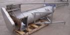 Used Inclined Screw Conveyor, 304 stainless steel. 16'' diameter x 90'' long x 3'' pitch. No top cover sections. End feed, 10 3/4'' X 16 1/4'' end bottom outlet. Driven by a 1 hp, 3/60/460 volt, 1725...
