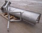 Used Inclined Screw Conveyor, 304 stainless steel. 16'' diameter x 90'' long x 3'' pitch. No top cover sections. End feed, 10 3/4'' X 16 1/4'' end bottom outlet. Driven by a 1 hp, 3/60/460 volt, 1725...