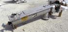 Used Conveying Engineering Screw Conveyor, 304 Stainless Steel. 9'' Diameter x 60'' long x 5'' pitch screw, 10'' wide x 10'' deep trough with a 2 piece cover. 8'' End bottom outlet. Driven by a 1 hp,...