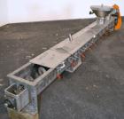 Used Screw Conveyor, 304 Stainless Steel, Horizontal. Approximate 9'' diameter x 141'' long x 4-1/2'' pitch screw. Trough 10'' wide x 11'' deep with (3) cover sections. Driven by a 2 hp, 3/60/230/460...