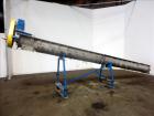 Used- Ohio Inclined Screw Conveyor, 304 Stainless Steel. Approximate 12