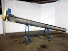 Used Ohio Inclined Screw Conveyor, 304 Stainless Steel. Approximate 12