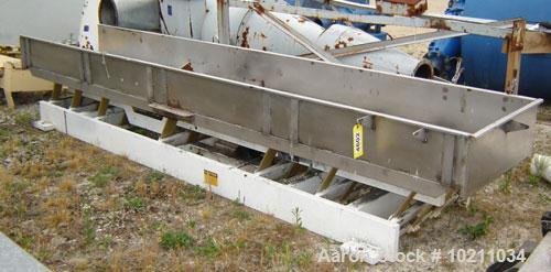 Used-30" Wide x 13’-6" Long x 11" High Stainless Steel Cardwell Vibrating Conveyor, Model VC-1659. No motor included. Drive ...