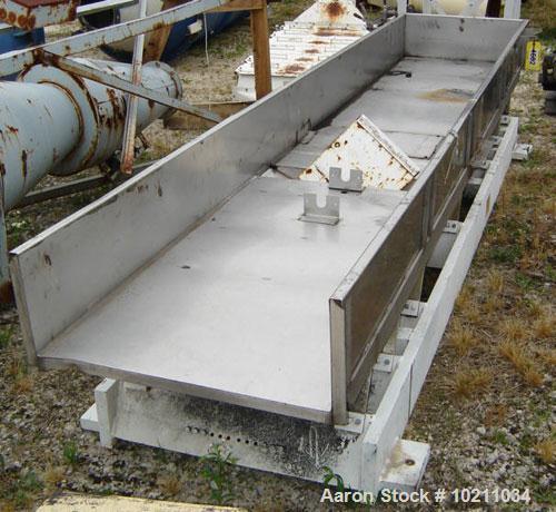 Used-30" Wide x 13’-6" Long x 11" High Stainless Steel Cardwell Vibrating Conveyor, Model VC-1659. No motor included. Drive ...