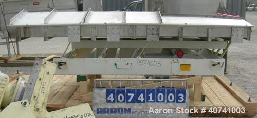 Used Cardwell Machine Company Vibe-O-Vey vibratory conveyor, model VC-1659, 304 stainless steel. 48" wide x 114" long x 6" tall sides. Bolt down top cover. Driven by a 3 hp, 3/60/230/460 volt, 1170 r...