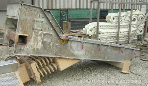 Used Carrier Vibratory Feeder/Screener, Model FCV36140S5/16, 304 Stainless Steel. 34 5/8" wide x 84" long screen area. 5/32'' stroke, (2) removable screens, single deck, 2 total separations. Driven b...