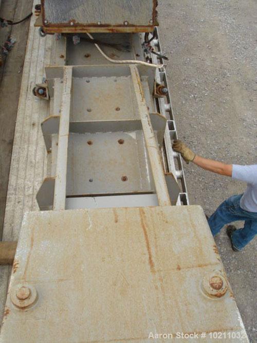 Used 24" Wide x 14’ Long Eriez Electro-Magnetic vibrating feeder. Vibrating feeder / conveyor has two Eriez electro-magnetic drives. Model 98B, 460 volt, 60 hz, 17.5 amps per drive. Unit is reported ...
