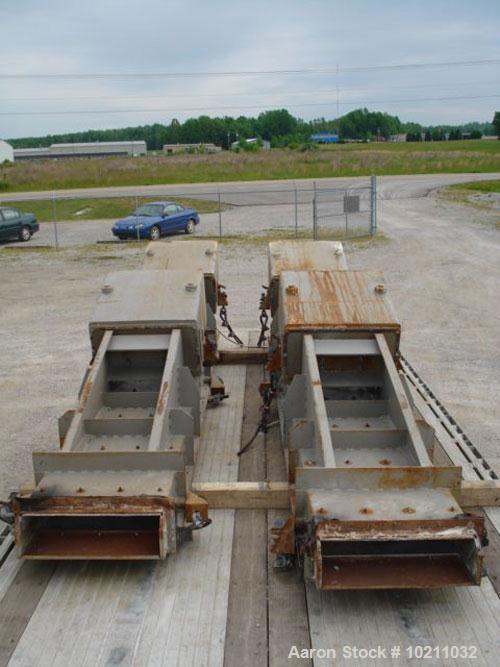 Used 24" Wide x 14’ Long Eriez Electro-Magnetic vibrating feeder. Vibrating feeder / conveyor has two Eriez electro-magnetic drives. Model 98B, 460 volt, 60 hz, 17.5 amps per drive. Unit is reported ...