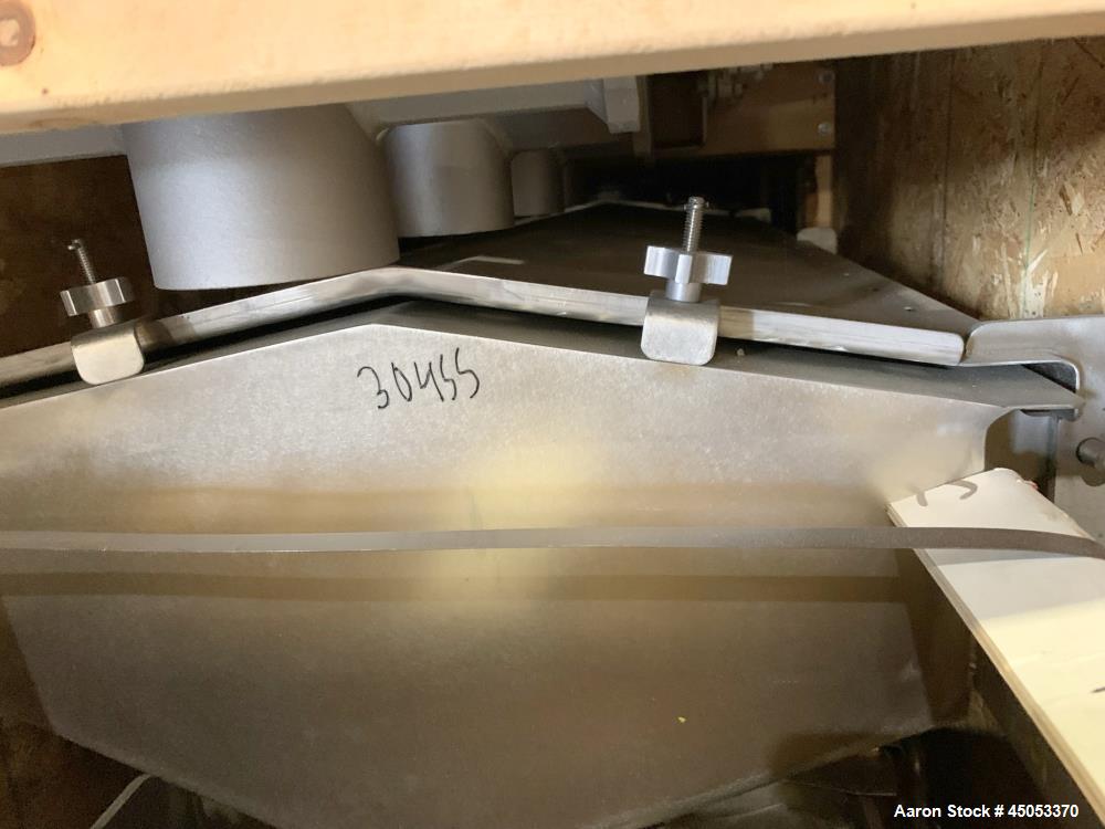 Unused- FEC Food Engineering Corp X-Force Horzonital Motion Conveyor, 304 Stainless Steel. Approximately 21" wide x 12' long pan. Driven by a 1hp, 3/60/230/460 volt, 1200 rpm drive motor. Equip# CY-1...