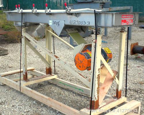 Used General Kinematics Para-Mount II Vibratory Feeder, Model B-616X6, 304 Stainless Steel. 16’’ wide x 72’’ long x 5’’ deep pan. Driven by a (0.36) hp, 3/60/230/460 volt, 1200 rpm motor. 9’’ end bot...