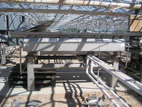 Used Lyco model 9000 vibratory conveyor 40 inches wide x 10 feet long, last used for pouches.