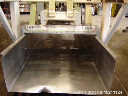 Used-24" X 10' Vibe-O-Vey Stainless Vibrating Conveyor. 9" Deep pan.  Size 24 X 10, model VC-1659. 445 rpm. Overhead suspend...
