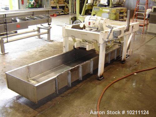 Used-24" X 10' Vibe-O-Vey Stainless Vibrating Conveyor. 9" Deep pan.  Size 24 X 10, model VC-1659. 445 rpm. Overhead suspend...