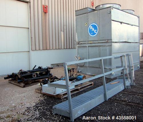Used Baltimore Aircoil FXV Closed Circuit Cooling Tower, Model FXV-444DP. Nominal tons 140. Galvanized steel housing. Designed to cool 420 gallons per minute from 95 degrees F hot to 85 degrees F. co...