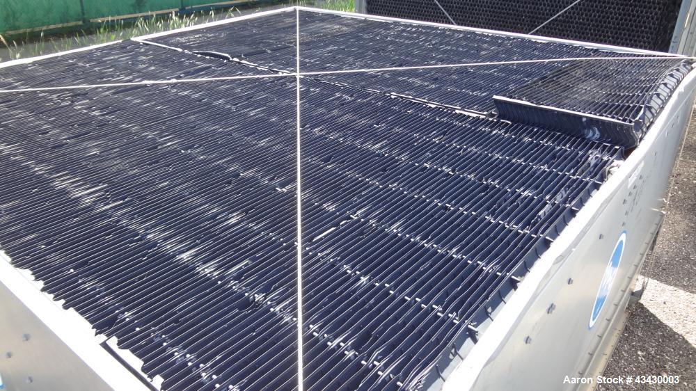 Used Baltimore Aircoil BAC Series V Evaporative Condenser, Nominal 541 Tons, Model VC2-541. Galvanized steel housing. Dual axial fan, each approximate 60" diameter, both driven by a 30hp, 3/60/208-23...