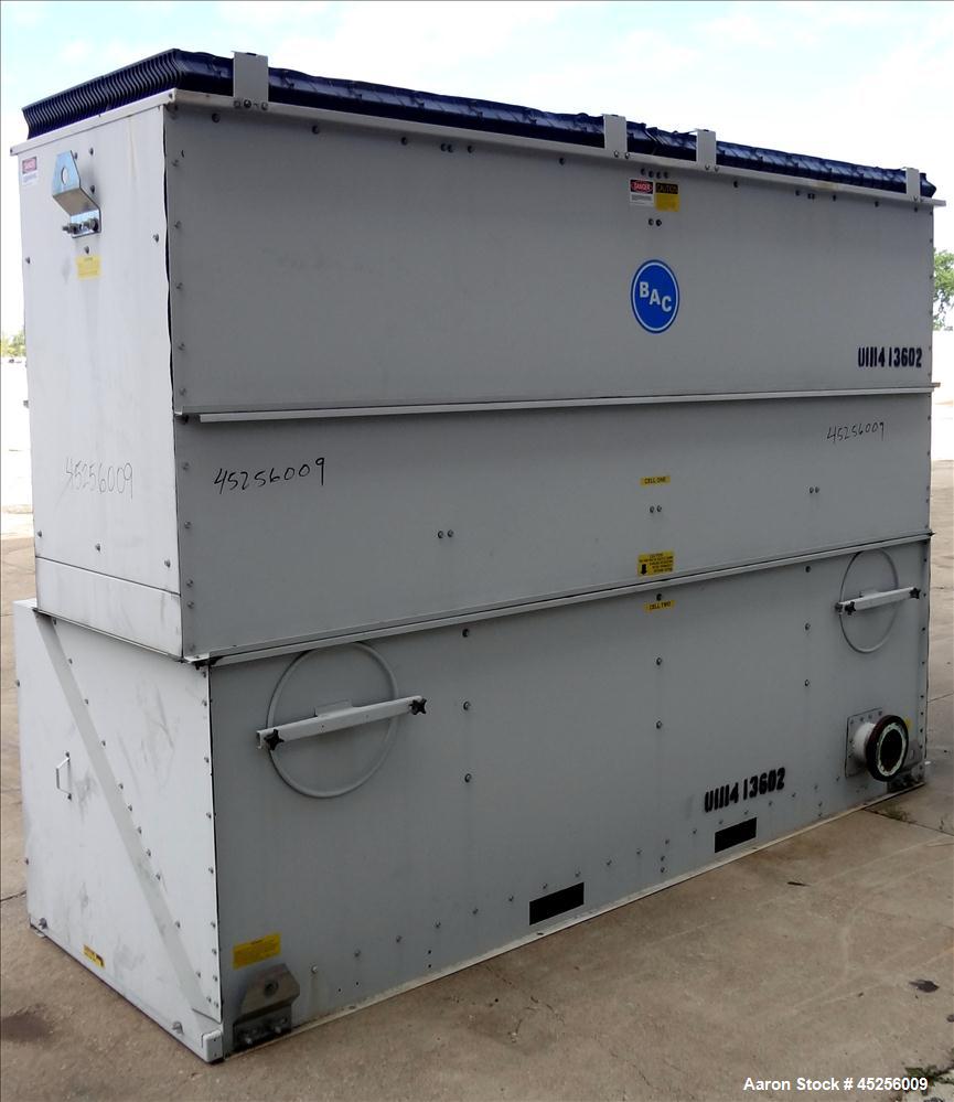 Used Baltimore Aircoil Cooling Tower, Model VXT-105C. Approximately 105 ton capacity. Galvanized housing, forced draft, pressurized water distribution, centrifugal fans, approximate 23,100 cfm, drive...