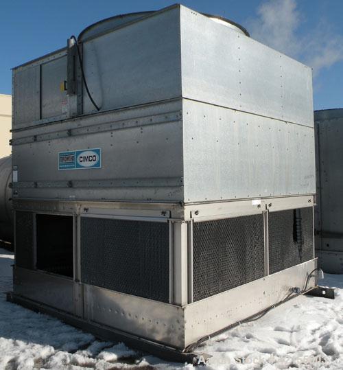 Used Evapco/ Cimco Cooling Tower, Model AT 112-112. Nominal capacity 424 ton. Single cell, open loop system. Galvanized steel housing. Unit designed to cool 1271 gallons per minute from 90 degrees F ...