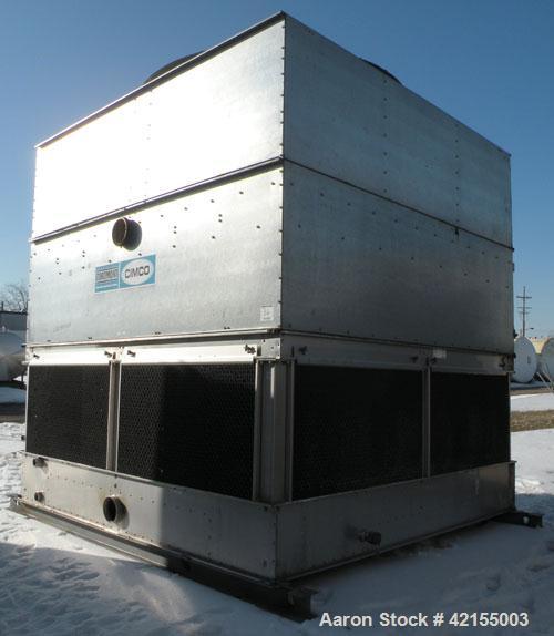 Used Evapco/ Cimco Cooling Tower, Model AT 112-112. Nominal capacity 424 ton. Single cell, open loop system. Galvanized steel housing. Unit designed to cool 1271 gallons per minute from 90 degrees F ...