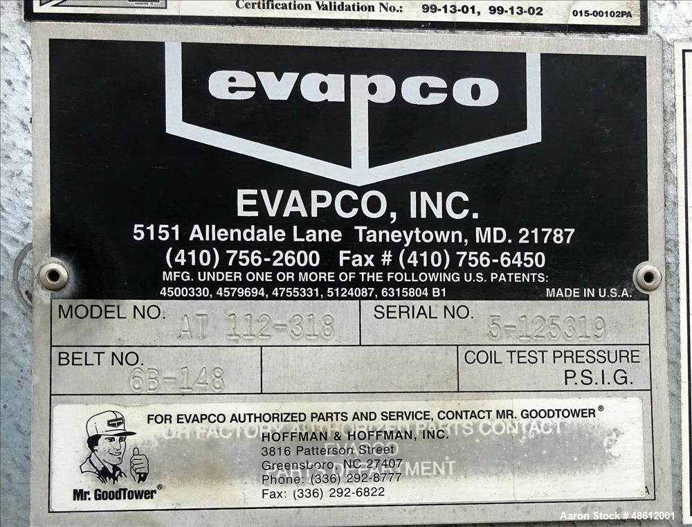 Used- Evapco Induced Draft Counterflow Cooling Tower, Model AT 112-318